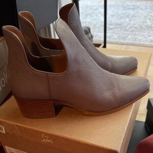 Franco Sarto Taupe Leather Ankle Booties